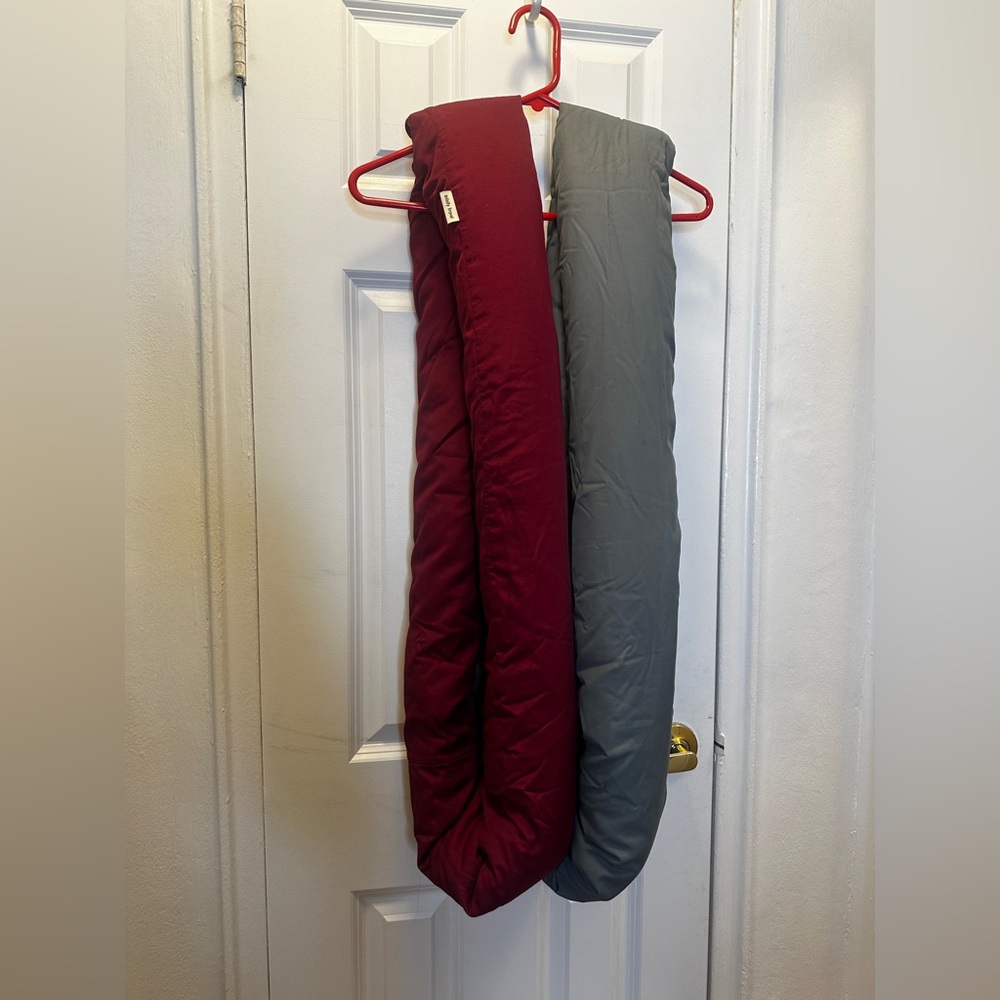 Red and Gray travel pillows